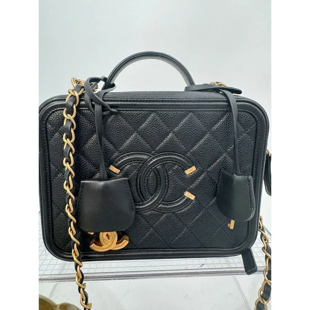 Black Caviar‎ Filigree Vanity Bag GHW EUC